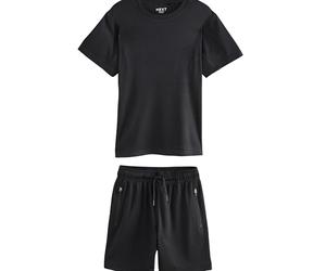 NEXT Garçon Ensemble t-shirt et short de sport Noir 9 Ans