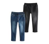 NEXT Garçon Jean Stretch Regular à Taille élastique, Lot de 2 Black/Navy 8 Ans