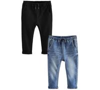 NEXT Garçon Jeans Stretch Ultra Doux à Enfiler, Lot de 2 | Coupe ample, Taille mi-haute, Fermeture boutonnée
