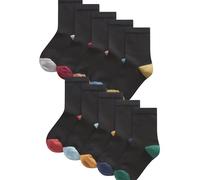 NEXT Garçon Lot de 10 paires de chaussettes en coton majoritaire Black with Contrast Heel and Toe 31-36