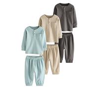 NEXT Garçon Lot de 3 Pyjamas Oversize Black/Grey Ribbed Grandad 2 Ans