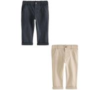 NEXT Garçon Pantalon Chino Stretch, Lot de 2 | Coupe standard, Taille mi-haute, Fermeture boutonnée, Jambe droite
