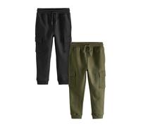 NEXT Garçon Pantalon de Jogging Cargo Coupe Slim, Lot de 2 Black/Green 9 Ans
