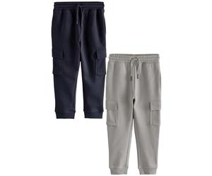 NEXT Garçon Pantalon de Jogging Cargo Coupe Slim, Lot de 2 Navy/Grey 7 Ans