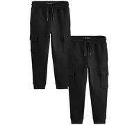 NEXT Garçon Pantalon de Jogging Cargo Coupe Slim, Lot de 2 Noir 11 Ans