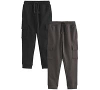 NEXT Garçon Pantalon de Jogging Cargo Coupe Slim, Lot de 2 Noir/Gris 8 Ans