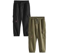 NEXT Garçon Pantalon de Jogging Regular Cargo Slim, Lot de 2 Black/Green 4 Ans