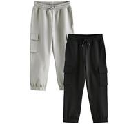 NEXT Garçon Pantalon de Jogging Regular Cargo Slim, Lot de 2 Noir/Gris 5 Ans