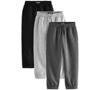 NEXT Garçon Pantalon de Jogging Regular, Lot de 3 Black/Grey/Charcoal 8 Ans