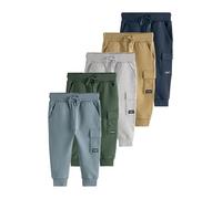 NEXT Garçon Pantalon de Jogging Skinny, Lot de 5 Black/Grey Marl/Tan Brown 3 Ans-4 Ans