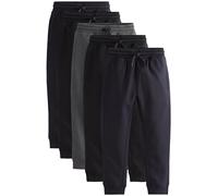 NEXT Garçon Pantalon de Jogging Slim Basique, Lot de 5 | Noir/bleu marine/gris, 12 Ans, Confectionnés dans un coton ultra-doux