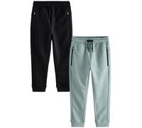 NEXT Garçon Pantalon de Jogging Slim Style Sport, Lot de 2 Noir/Gris 9 Ans