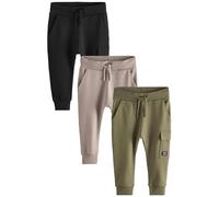 NEXT Garçon Pantalons de Jogging Super Skinny Style Militaire, Lot de 3 Vert Kaki/Gris/Noir 4 Ans