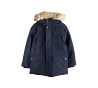 NEXT Garçon Parka imperméable épaisse avec bordure en fausse fourrure Bleu marine 7 Ans