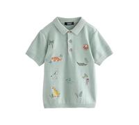 NEXT Garçon Polo à Manches Courtes en Maille 100% Coton brodé Mineral Blue 4 Ans-5 Ans