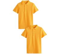 NEXT Garçon Polo d'école Standard à Manches Courtes 100% Coton, Lot de 2 Jaune 11 Ans