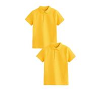 NEXT Garçon Polo d'école Standard à Manches Courtes 100% Coton, Lot de 2 Jaune 5 Ans