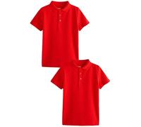 NEXT Garçon Polo d'école Standard à Manches Courtes 100% Coton, Lot de 2 Rouge 5 Ans