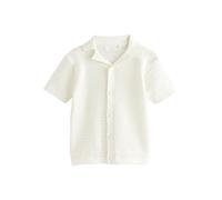 NEXT Garçon Polo en Maille 100% Coton à Manches Courtes texturé et col à Revers Blanc 2 Ans-3 Ans