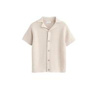 NEXT Garçon Polo en Maille 100% Coton à Manches Courtes texturé et col à Revers Grège 4 Ans-5 Ans