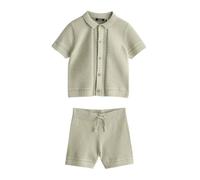 NEXT Garçon Polo en maille boutonné et short texturé