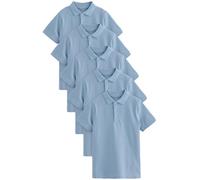 NEXT Garçon Polo Scolaire à Manches Courtes 100% Coton, Lot de 5 Bleu 15 Ans