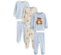 NEXT Garçon Pyjama Confortable, Lot de 3 Blue/Ecru Baby Bear 9 Mois-12 Mois