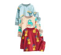 NEXT Garçon Pyjama Confortable, Lot de 3 Rouge/Bleu/Animal Neutre 9 Mois-12 Mois