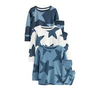 NEXT Garçon Pyjama Douillet 100% Coton, Lot de 3 Bleu/Bleu Marine 8 Ans-9 Ans