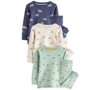 Next Garçon Pyjama Douillet, Lot de 3 Vert/Bleu Transport 3 Ans