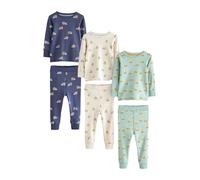 NEXT Garçon Pyjama Douillet, Lot de 3 Vert/Bleu Transport 3 Ans-4 Ans