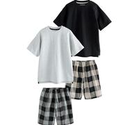 NEXT Garçon Pyjama en Tissu à Carreaux, Lot de 2 Black/Grey 10 Ans