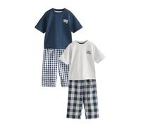 NEXT Garçon Pyjama Long à Manches Courtes, Lot de 2 Bleu/Blanc 4 Ans-5 Ans