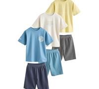 NEXT Garçon Pyjama Short 100% Coton, Lot de 3 Black/Grey/Yellow 10 Ans