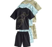 NEXT Garçon Pyjama Short 100% Coton, Lot de 3 Blue/Black/Green Football 6 Ans