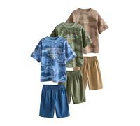 NEXT Garçon Pyjama Short 100% Coton, Lot de 3 Blue/Green Camo 10 Ans