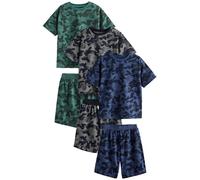 NEXT Garçon Pyjama Short 100% Coton, Lot de 3 Blue/Grey/Green Camouflage 8 Ans
