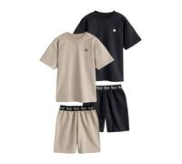 NEXT Garçon Pyjama Short, Lot de 2 Black/Ecru Plain 12 Ans