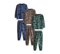 NEXT Garçon Pyjamas à Manches Longues, Lot de 3 Bleu/Vert/caractère Neutre 4 Ans