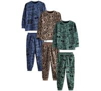 NEXT Garçon Pyjamas à Manches Longues, Lot de 3 Bleu/Vert/caractère Neutre 8 Ans