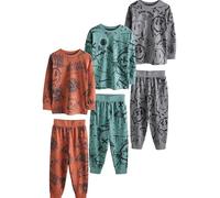 NEXT Garçon Pyjamas à Manches Longues, Lot de 3 Green/Orange Graffiti Skull 9 Ans