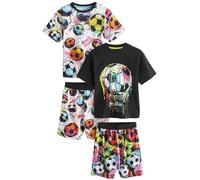 NEXT Garçon Pyjamas Short 100% Coton, Lot de 2 Black/Multi Bright Football 13 Ans