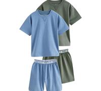 NEXT Garçon Pyjamas Short 100% Coton, Lot de 2 Navy/Grey Plain 13 Ans
