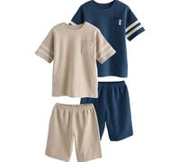 NEXT Garçon Pyjamas Short 100% Coton, Lot de 2 Stone/Navy Blue 16 Ans