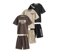 NEXT Garçon Pyjamas Short 100% Coton, Lot de 3 Black/Brown/Stone Offline 16 Ans
