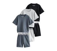 NEXT Garçon Pyjamas Short 100% Coton, Lot de 3 Noir/Gris 7 Ans