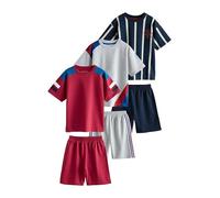 NEXT Garçon Pyjamas Short 100% Coton, Lot de 3 Red/Blue/Grey Stripe Sport 14 Ans