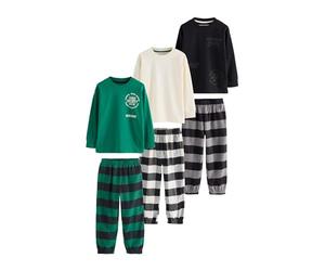 NEXT Garçon Pyjamas tissés à Carreaux, Lot de 3 Black/Green/White 11 Ans