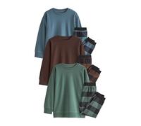NEXT Garçon Pyjamas tissés à Carreaux, Lot de 3 Blue/Green/Brown 10 Ans