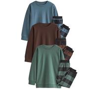 NEXT Garçon Pyjamas tissés à Carreaux, Lot de 3 Blue/Green/Brown 9 Ans
